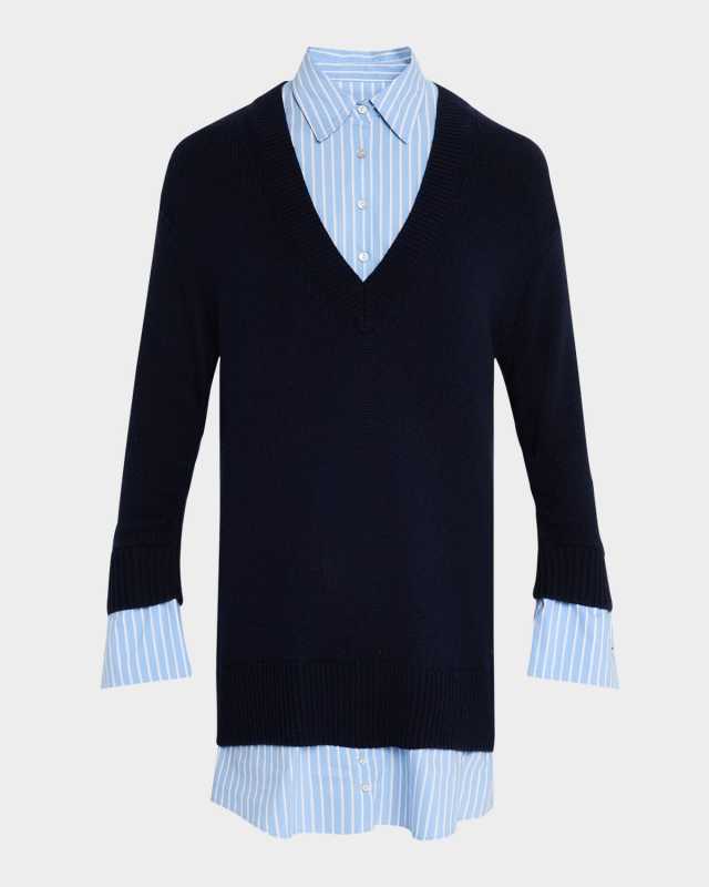 Satina Cashmere Stripe Shirtdress